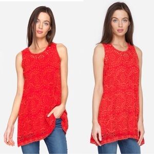 Johnny Was Rocky Eyelet tank blouse Red Size Medium